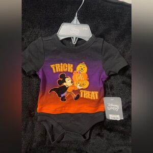 Disney Baby Black Purple Orange 'Trick or Treat' Mickey Halloween One-Piece